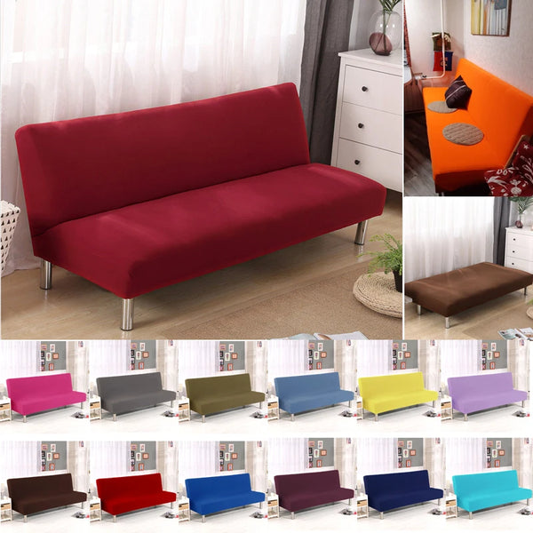 Solid Color Folding Sofa Bed Cover Sofa Covers Spandex Stretch Elastic Material Armless Slipcovers for Living Room